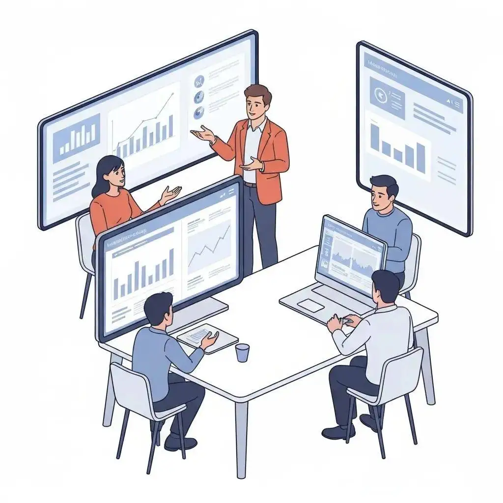 Marketing team utilizing AI tools for automation and strategy development