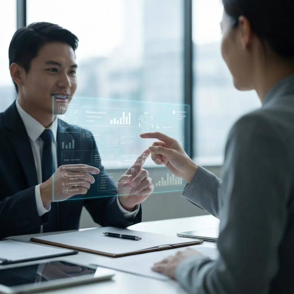 Sales professional engaging with a customer using AI-driven insights