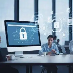 Secure digital environment for AI lead acquisition with professionals collaborating