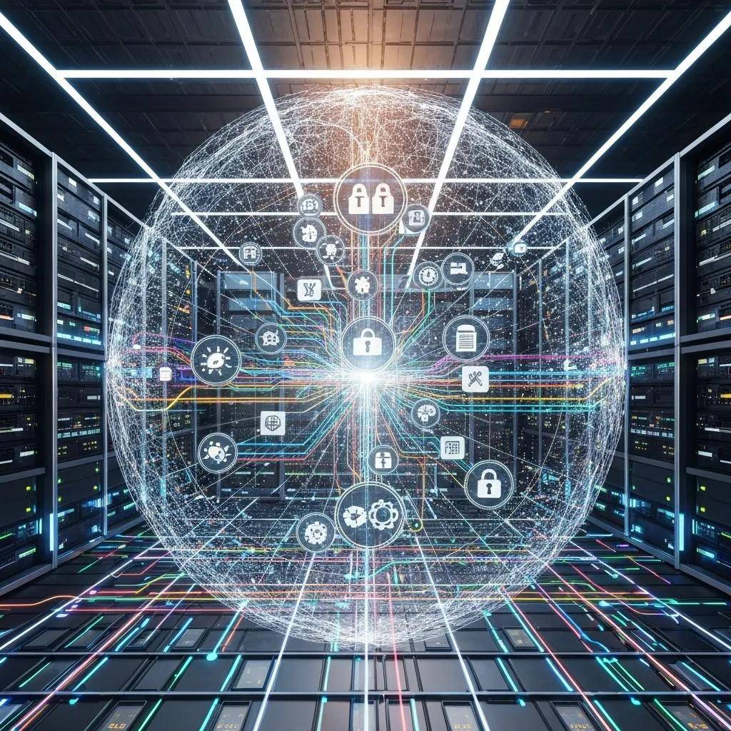 Visual metaphor of security risks in AI lead generation with a shield protecting data
